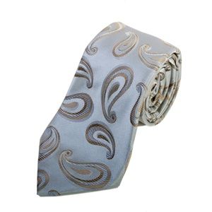 Giorgio Armani Silver Paisley Silk Tie